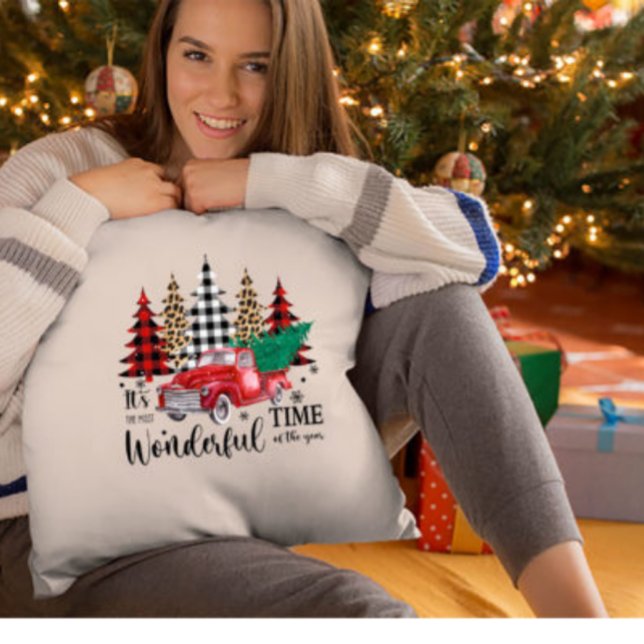 Almofada Árvore de Natal personalizada da xadrez de Leopard (Criador carregado)