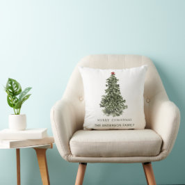 Almofada Árvore de Natal Simples de Aquarela