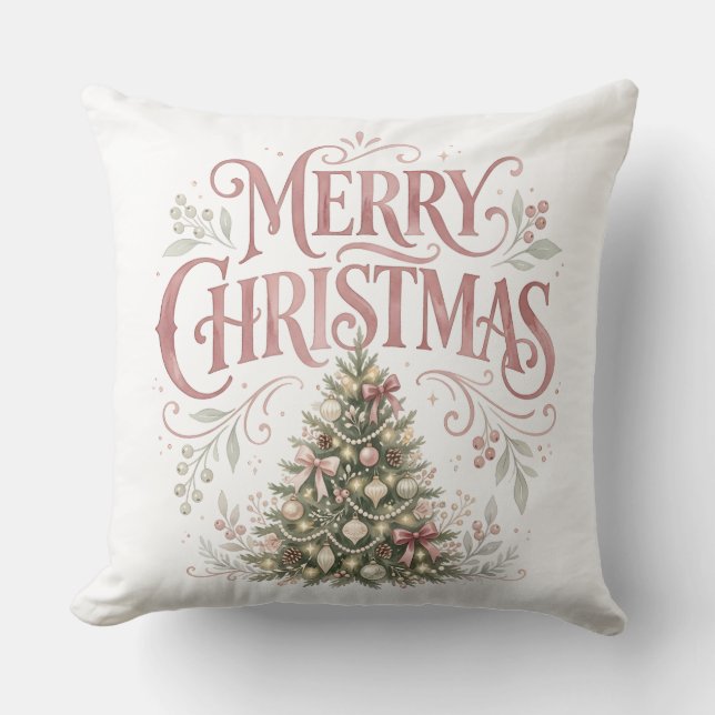 Almofada Árvore de Natal Tradicional Rosa | Pinkmas (Frente)