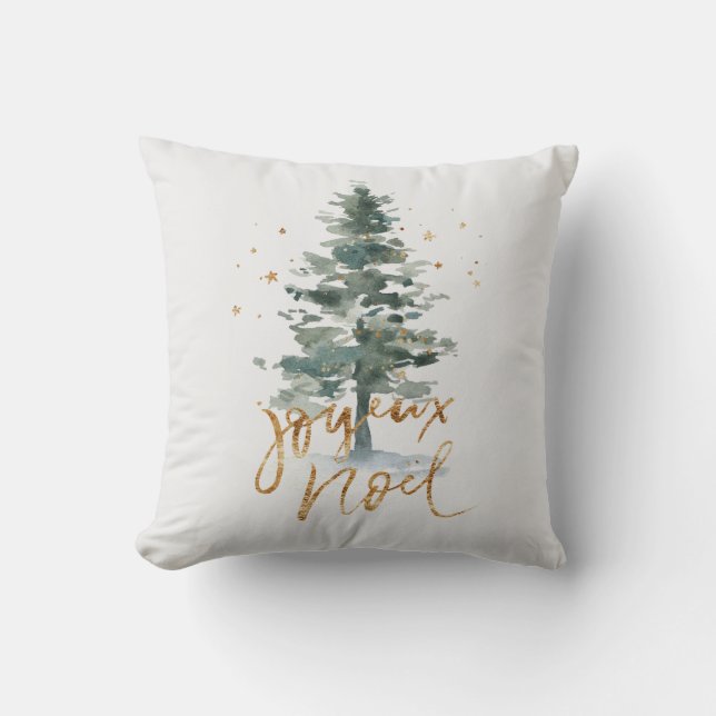 Almofada Árvore de Natal Verde Joyeux Noel - Tipografia do  (Frente)