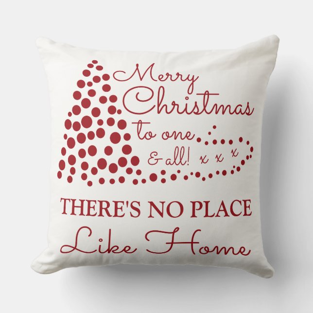 Almofada Árvore de Natal Vermelha, não há lugar como o Home (Frente)