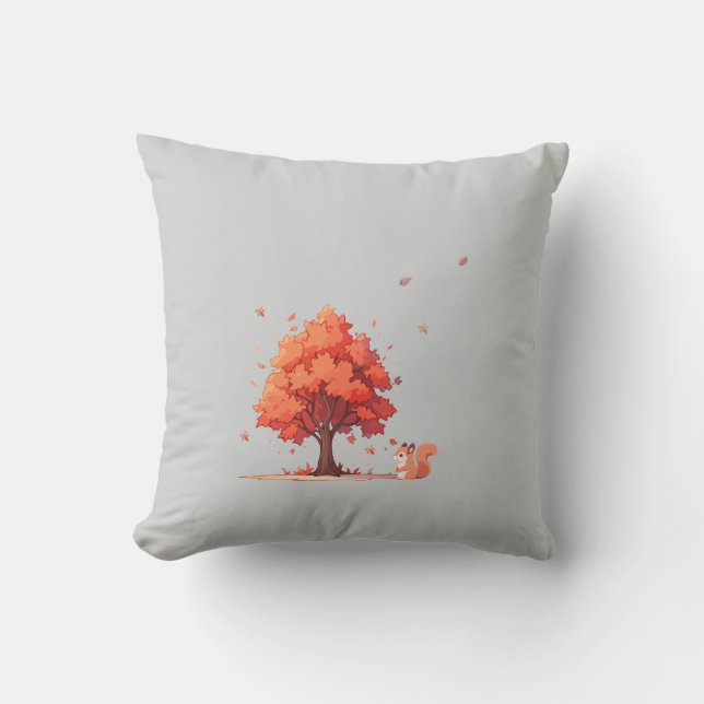 Almofada Árvore de outono e Esquilo (Frente)