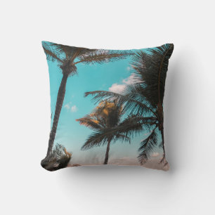 ALMOFADA ÁRVORE DE PALMAS TROPICAIS RETRO PELA PRAIA