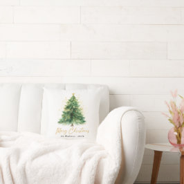 Almofada Árvore de Pinho de Natal Moderna em Aquarela