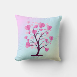 Almofada Árvore do Amor Árvore de Corações Pink Pastel Wate