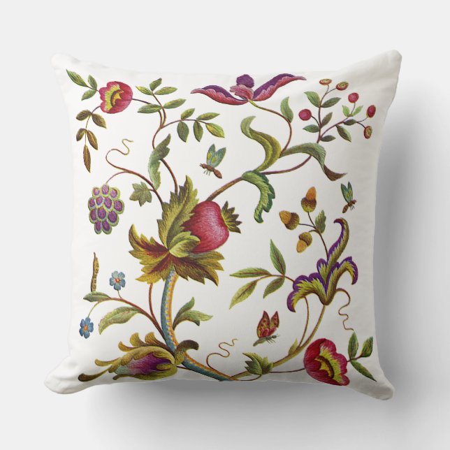 Almofada Árvore do travesseiro Jacobean do bordado do falso (Frente)