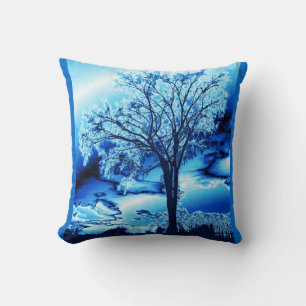 Almofada Árvore em Travesseiro decorativo de gelo azul