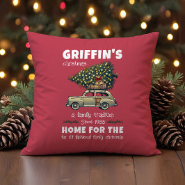 Almofada Árvore Engraçada no Natal da Família Vermelha do C