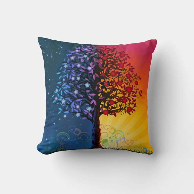 Almofada Árvore lunática do travesseiro decorativo da vida (Frente)