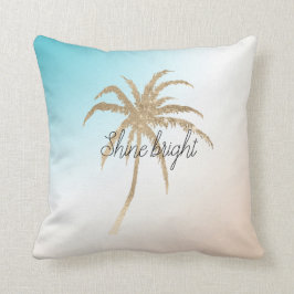 Almofada  Árvore Tropical Palm Dourada de Aqua Peach       
