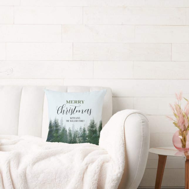 Almofada Árvore Verde de Natal Moderno | Feliz Natal (Sofá)