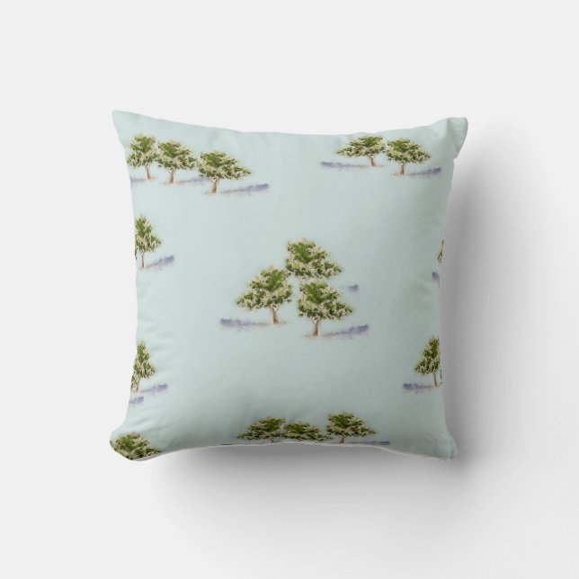 Almofada Árvores de Aquarela em Travesseiros decorativos (Frente)