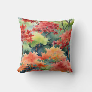 Almofada Árvores de Mapeamentos Vermelho Japonês Autumn Ora