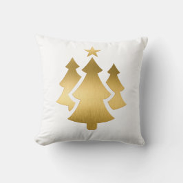 Almofada Árvores de Natal Douradas e Metálicas em Branco