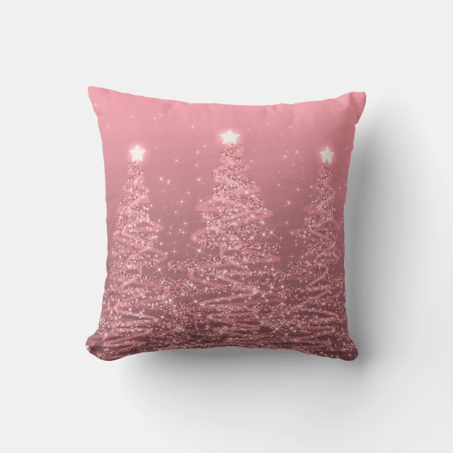 Almofada Árvores de Natal Elegante, Rosa Dourado  (Frente)