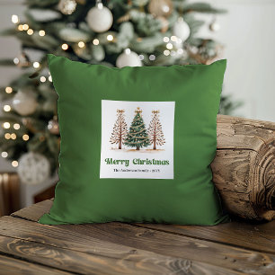Almofada Árvores de Natal Encantadoras Cores Terrosas Perso