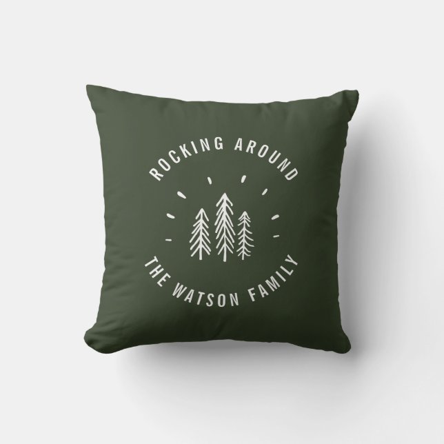 Almofada Árvores de Natal Feliz Derrubando Família Personal (Frente)