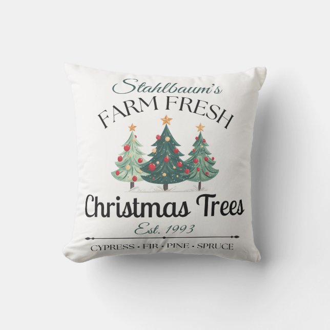 Almofada Árvores de Natal Personalizadas Frescas da Fazenda (Frente)