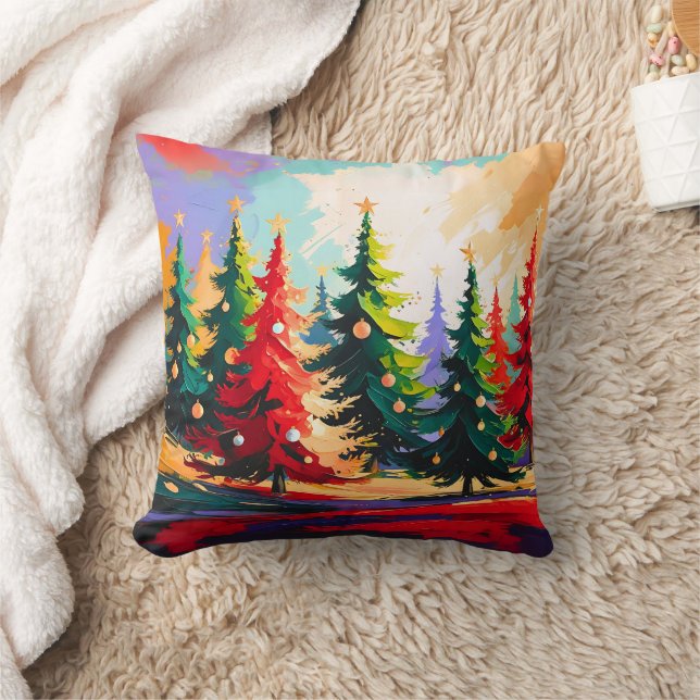 Almofada Árvores de Natal pintura Paisagem   (Cobertor)