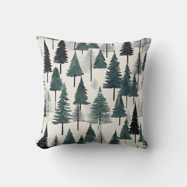 Almofada Árvores de Natal Russas da Cinza Negra (Frente)