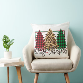Almofada Árvores de Xadrez de Natal felizes