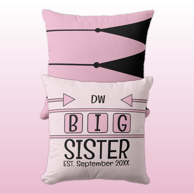 Almofada As iniciais da irmã mais velha são cor-de-rosa (Criador carregado)