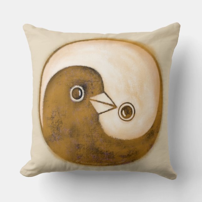 Almofada As pombas de Yin yang, ouro e lustram um coxim (Frente)