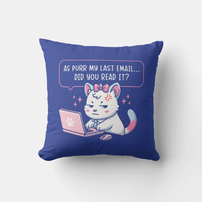 Almofada As Purr My Last Email - Funny Cat Office Humor (Frente)