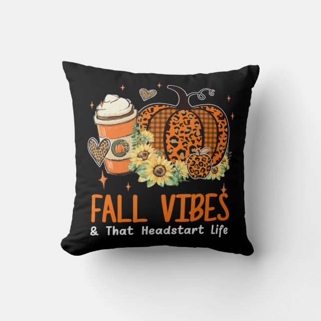 Almofada As Vibes De Queda E A Pumpkin De Início De Cabeça  (Frente)