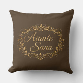 Almofada Asante Sana Espresso & Tan – Moldura Dourada Reta