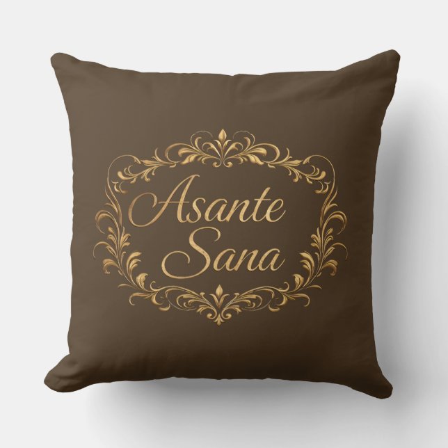 Almofada Asante Sana Espresso & Tan  – Rectangular Gilded F (Frente)