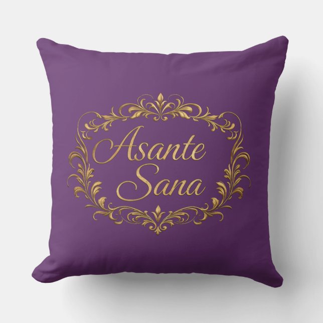 Almofada Asante Sana Royal Amethyst & Deep Plum  – Dourado  (Frente)