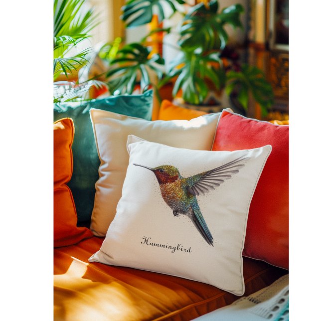 Almofada Asas Arco-Íris: Arte de Hummingbird Vibrante (Criador carregado)