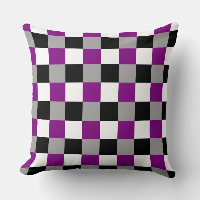 Almofada Asexuality colors checkered pattern throw pillow (Frente)