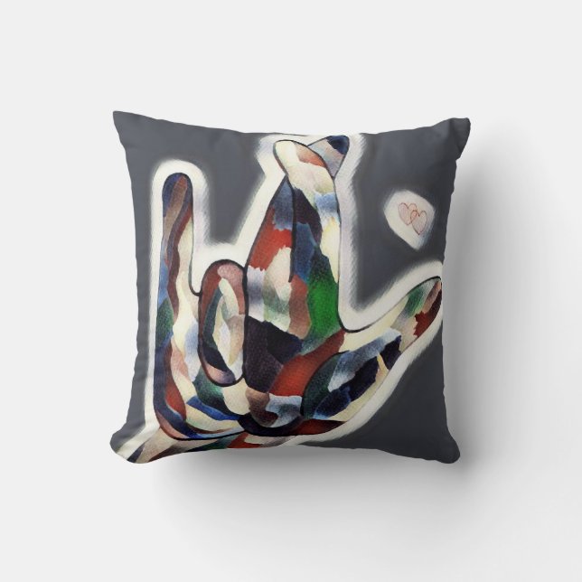 Almofada ASL Eu realmente te amo com destaques (Frente)