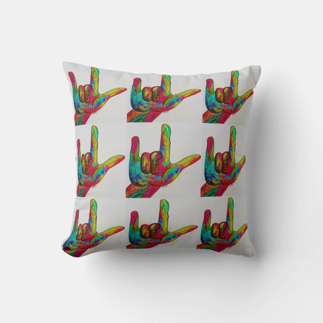 Almofada ASL eu te amo, eu te amo, EU TE AMO travesseiro (Frente)