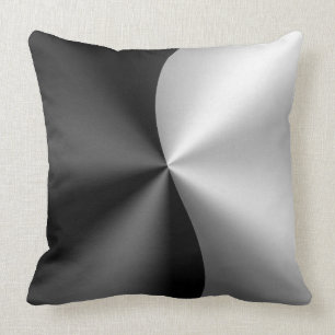 Almofada Aspecto Metálico Preto E Silver Aço Inoxidável