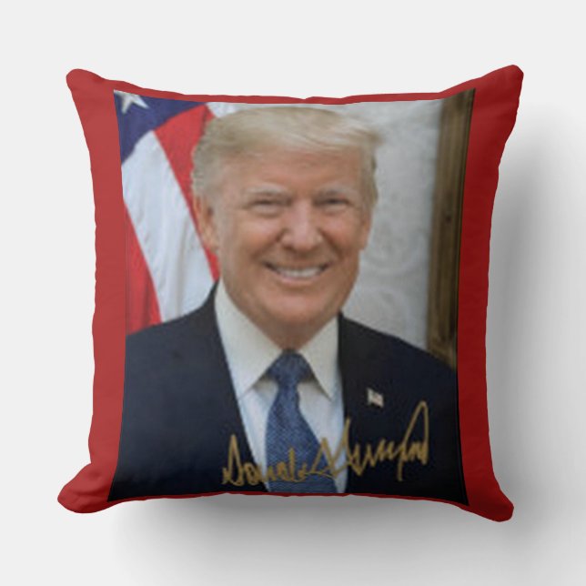 ALMOFADA ASSINADO PELO PRESIDENTE TRUMP /NÃO TRAIR NA AMÉRI (Frente)