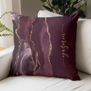 Almofada Assinatura Personalizada Burgundy Vermelho Ágata D