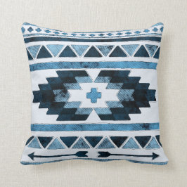 Almofada Asteca azul do Grunge tribal