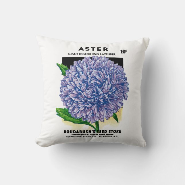 Almofada Aster Vintage Seed Packet (Frente)