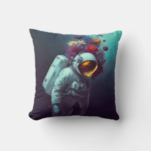 Almofada Astronauta Colorida no Espaço com Trabalho de arte