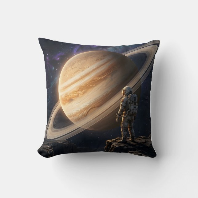 Almofada Astronauta Contemplando Saturno (Frente)