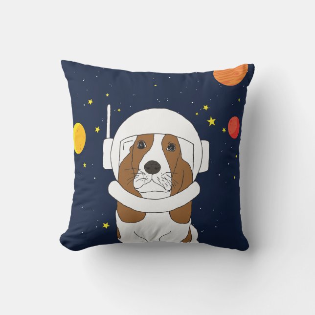 Almofada Astronauta De Cão Cão Cão Cento Com Capacete Espac (Frente)