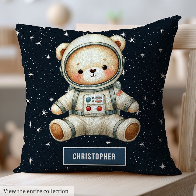 Almofada Astronauta do Urso do Teddy Bear Nursery Espaço Tr (Teddy Bear Astronaut Baby Boy Pillow Space Nursery)