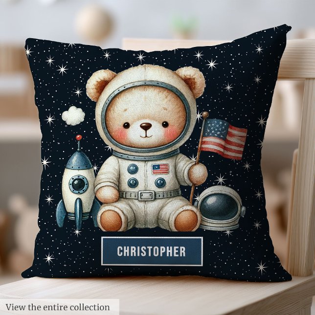 Almofada Astronauta do Urso Travesseiro Decorativo (Teddy Bear Astronaut Decorative Pillow Baby Boy Room)