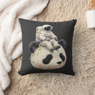 Almofada Astronauta em um Panda Espacial Surreal Esquisito
