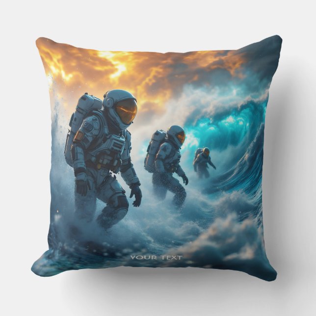 Almofada Astronautas Fantasy Cute Tempestade Mar (Frente)