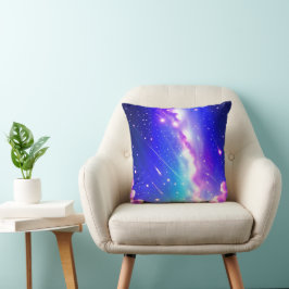 Almofada Astronomia da Via Látea Azul e Rosa Fantasia