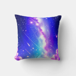 Almofada Astronomia da Via Látea Azul e Rosa Fantasia